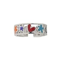 Sterling Silver multicolor enamel open ring. Only for teenagers 13 and older.