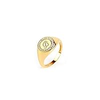 Elegant jewel box Unisex Diamond letter ring in solid Gold 9k,14k,18k, Signet ring for pinky finger, Diamond monogram chevalier ring, Anniversary gift, Personalized gift, RN320-1