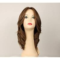 Freeda European human hair wig - FRIENDS LIGHT BROWN WITH BLONDE HIGHLIGHTS MULTI-DIRECTIONAL SKIN TOP SIZE X-L