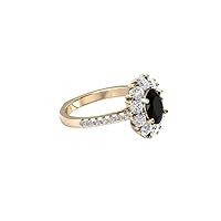 3 CT Classic Halo Black Onyx Engagement Ring 10K Gold Black Onyx Wedding Ring Vintage Wedding Ring Black Gemstone Engagement Ring For Women