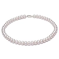 JYX Pearl Choker Necklace Classic 8mm White Freshwater Pearl Necklace Choker 16