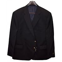 Big and Tall 100% Wool Classic Black Blazer with Vent