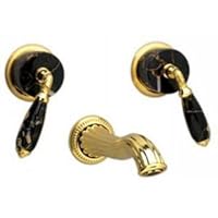 Phylrich WL338C_003 - Valencia Black Marble Lever Handles, Wall Mounted Lavatory Faucet