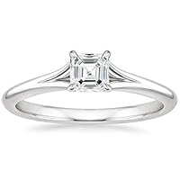 1/2 Carat 4.50 MM Asscher Cut Diamond Solitaire Engagement Wedding Ring In 14K White Gold Plated 925 Sterling Silver