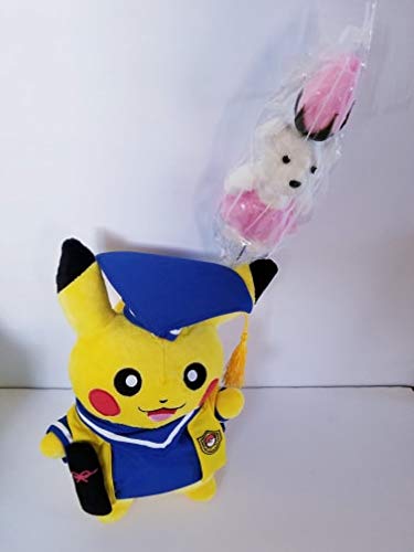 Super cute 9 inch Pikachu for Graduation with Rose Flower Bear