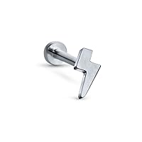 Titanium Labret Monroe Ear Cartilage Threadless Push Pin Nose Stud Lightning Bolt Choose Your Size & Gauge