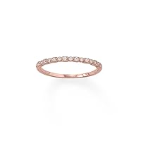 14k Rose Gld Plated 925 Sterling Silver Thin CZ Ring 17 1.25mm CZs Across Top Band is 1.5mm Tapers Down Jewelry for Women - Ring Size Options: 3 4 5 6 7 8 9