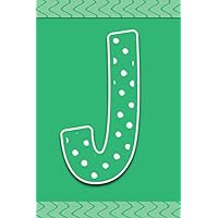 J: Personalized Monogram Initial Letter J Gratitude Journal, Green With White Polka Dot Notebook, Daily Positive Mood & Thought Reflections Notebook For Women, Girls