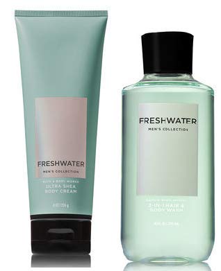 Bath and Body Works Men's Collection Freshwater 2 in 1 Hair and Body Wash 10 Oz and Body Cream 8 Oz.