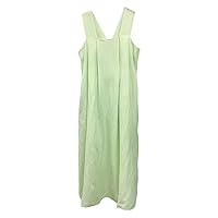 Women's Sleeveless Long Dress, French Design Loose Linen Square Neck Strap Dress, Beach Style Party Skirt