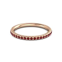 14K Gold Plated Solid 925 Sterling Silver Natural Ruby Gemstone Half Eternity Band Women Ring