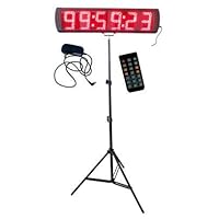 5-inch High Character Large Red Color LED Race Timing Clock with Tripod for Semi-Outdoor Countdown/up Timer Running Events