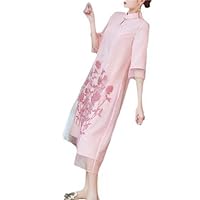 Ethnic Wind Ladies Cheongsam Dress Retro Print Embroidered Chinese Ladies Dresses