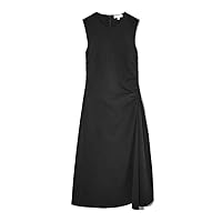 Women's Solid Color Slim Fit Sleeveless Pleated Drop Feel Drawstring Waist Wrapped Casual Dress