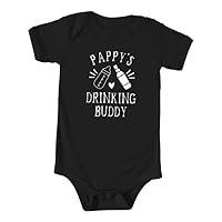 Pappy's Drinking Buddy Color Infant Bodysuit, Funny Baby Shower Newborn Gift, Pregnancy Reveal Onesie Present, Father's Day, Unisex (12M, Short Sleeve, Black)