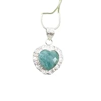 Amazonite Natural Gemstone Handmade 925 Sterling Silver Pendant Jewelry Gift For Mother