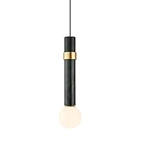 Modern Simple Single Head Hanging Marble Chandelier Restaurant Bar Club Decoration Droplight E27 Light Source Ceiling Lamp White Green Cylindrical Iron Suspension Light (Color : Green)