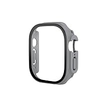 Tempered Glass Case for Apple Watch Ultra 49mm Cover Built-in Screen Protector Full Coverage for iWatch Series Ultra 49mm Cases (Color : Khaki, Size : Ultra 49mm)