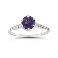 Vintage Prong-Set Amethyst Ring in Sterling Silver