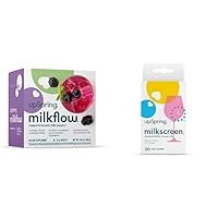 UpSpring Milkflow Breastfeeding Supplement Drink Mix with Moringa & Blessed Thistle, No Fenugreek | BlackBerry Lime Flavor | 16 Pack+Milkscreen 20 Test Strips to Detect Alcohol in Breast Milk