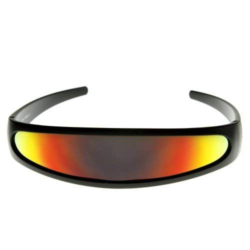 zeroUV - Futuristic Narrow Cyclops Color Mirrored Lens Visor Sunglasses