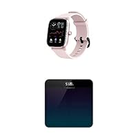 Amazfit GTS 2 Mini Fitness Smart Watch (Flamingo Pink) + Smart Scale Bundle, Heart Rate Monitor, Wi-Fi Bluetooth, Digital Body Fat BMI Scale, Watch has Alexia Built-in
