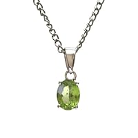 925 Sterling Silver Natural Green Peridot Gemstone Pendant With Chain 925 Stamp Jewelry | Gifts For Women And Girls