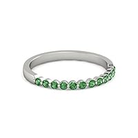 Natural Emerald 925 Solid Sterling Silver Half Eternity Band Women Silver Gemstone Ring