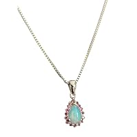 Pretty Teardrop Ethiopian Opal With Topaz Pendant 925 Sterling Silver Jewelry For Men/Women, Silver_Pendant_101