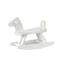 Melody Jane Dollhouse Sit On White Wooden Rocking Horse 1:12 Toy Shop Nursery Accessory