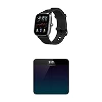 Amazfit GTS 2 Mini Fitness Smart Watch (Midnight Black) + Smart Scale Bundle, Heart Rate Monitor, Wi-Fi Bluetooth, Digital Body Fat BMI Scale, Watch has Alexia Built-in
