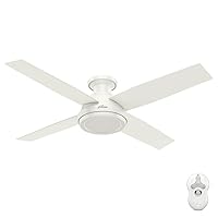 Hunter Fan 52 inch Contemporary Low Profile No Light Fresh White Ceiling Fan with Remote Control (Renewed)