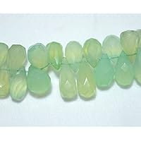 Aqua Chalcedony Faceted Tear Drops Beads, Chalcedony Cut Drops, Gemstone Beads,6x9mm - 8x10mm 4.5 Inch Strand