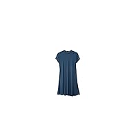 Swing T Shirt Dress | Flare Mini Dress Modal Jersey Knit | Casual Pull Over Swing Mini Dress (Snorkel Blue, Large)
