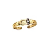 14k Yellow Gold Diamond Belt Buckle Toe Ring Jewelry for Women