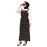 New Plaid Patterned Islamic Hijab Gilet Dress for Woman Female Dress Crepe Fabric Prom Dress
