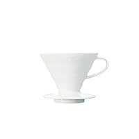 Hario V60 Ceramic Coffee Dripper Pour Over Cone Coffee Maker Size 02, White