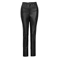 Decrum Real Leather Pants for Women - Comfortable Trendy Womens Lambskin Bottoms