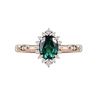 1.5 CT Antique Style Emerald Engagement Ring 10K Gold Emerald Art Deco Wedding Ring Emerald Wedding Anniversary Promise Ring Antique Wedding Ring