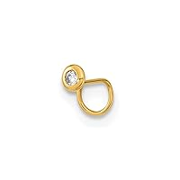 14k Gold 22 Gauge Circle With CZ Cubic Zirconia Simulated Diamond Nose Ring Body Jewelry Measures 5.65x2.64mm Wide Jewelry Gifts for Women