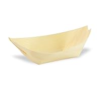 PacknWood 210BBOIS11- Medium Wooden Boats Trays,Biodegradable Wooden Boat for Food-Disposable Wooden Appetizer,Cocktail Parties,Picnics,Weddings,Wooden Food Eating Trays 2.5oz 3.74x2.87x1.3 |800 pcs