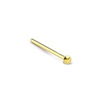 14k Solid Yellow Gold Nose Ring, Stud, Nose Screw, L Bend, Nose Bone 2mm Disc 22G 20G or 18G