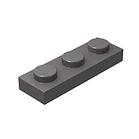 Classic Building Bulk 1x3 Plate, Dark Grey Plates 1x3, 100 Piece, Compatible with Lego Parts and Pieces 3623(Color:Dark Grey)
