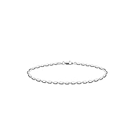 Savlano 925 Sterling Silver Oval Rice Bead Strand Chain Bracelet For Women & Girls - Made in Italy Comes Gift Box