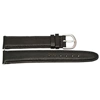 18MM Black Stitched Padded Brushed Steel Buckle Leather Watch Band Strap FITS Swiss Army WENGER