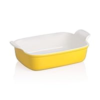 Sweejar Porcelain Baking Dish, Rectangular Bakeware Lasagna Pan, Casserole Dish for Cooking, Cake, Dinner, Kitchen, Banquet and Daily Use, 13 x 9.8 inch (7.6x5.7-Inch, 28 Fl Oz, Yellow)