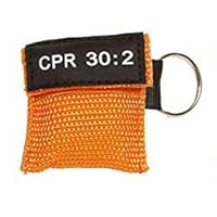 50pc CPR Mask Keychain Emergency Kit CPR Face Shields for First Aid AED Training Child and Adult CPR Pocket Mask Breathing Barrier Bulk (Orange)