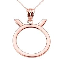 Rose Gold Taurus May Zodiac Sign Pendant Necklace - Gold Purity:: 10K, Pendant/Necklace Option: Pendant Only