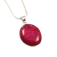 925 Sterling Silver Natural Oval Pink Agate Bezel Pendant With Chain Jewelry for Someone Special