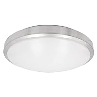 Maxxima 14 in. LED Round Flush Mount Ceiling Light Fixture,1600 Lumens, 3000K Warm White, Dimmable Indoor Fixture with Brushed Aluminum Trim, Perfect for Entryway, Dining Room, and Kitchen Use